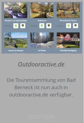 Outdooractive.de  Die Tourensammlung von Bad Berneck ist nun auch in outdooractive.de verfügbar.  2020-12-26